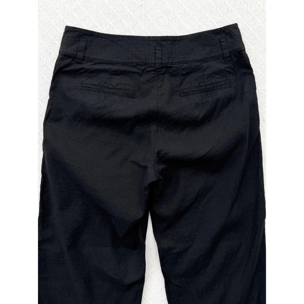 Banana Republic Harrison Black Stretch Linen Pants Straight Leg Mid Rise Size 2